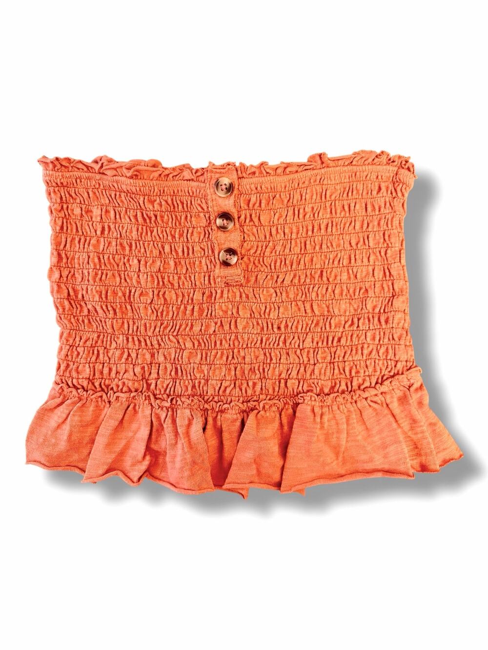 Free People We The Free Smocked Peplum Tube Top XS Rust Orange Ruffle